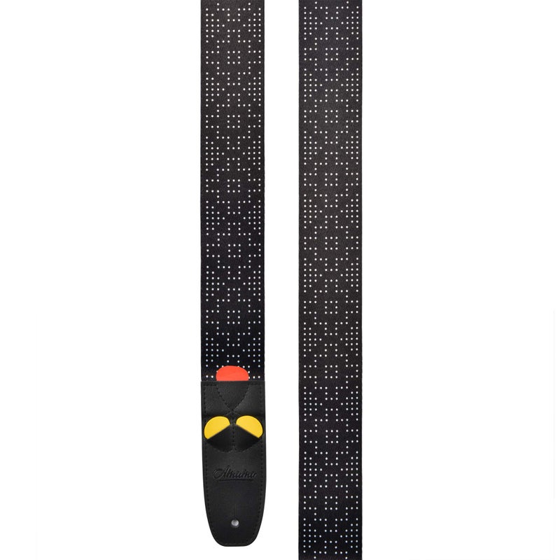 Amumu White Dot Guitar Strap with 3 Pick Holders for Acoustic, Electric, Bass Guitars -Black - Image 5